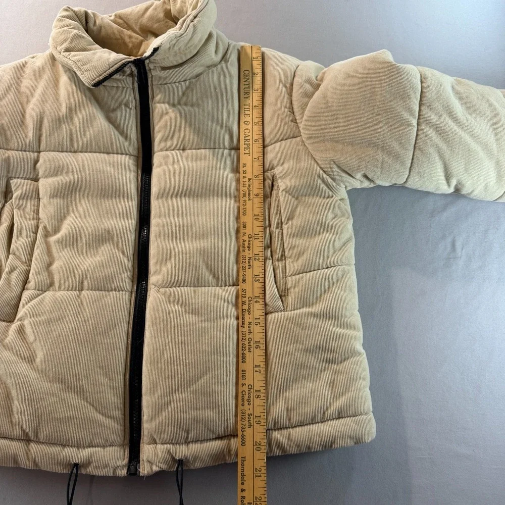 Princess Polly Beige Corduroy Puffer Jacket Women's US 2 Quilted Zip Winter Coat